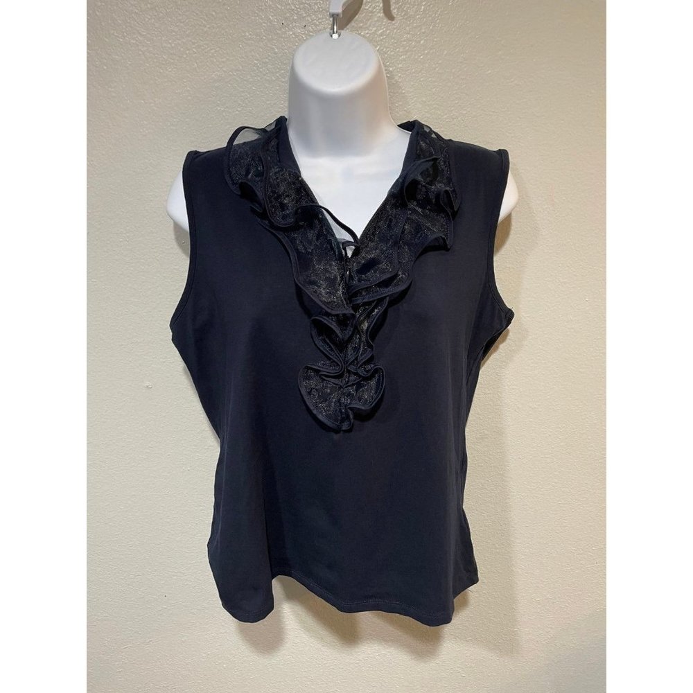 Jones New York M Ruffle Zip Shirt